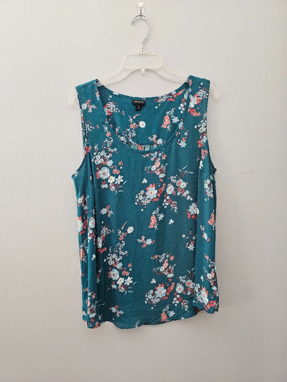 Torrid Teal Floral Sleeveless Swing Top Size 1